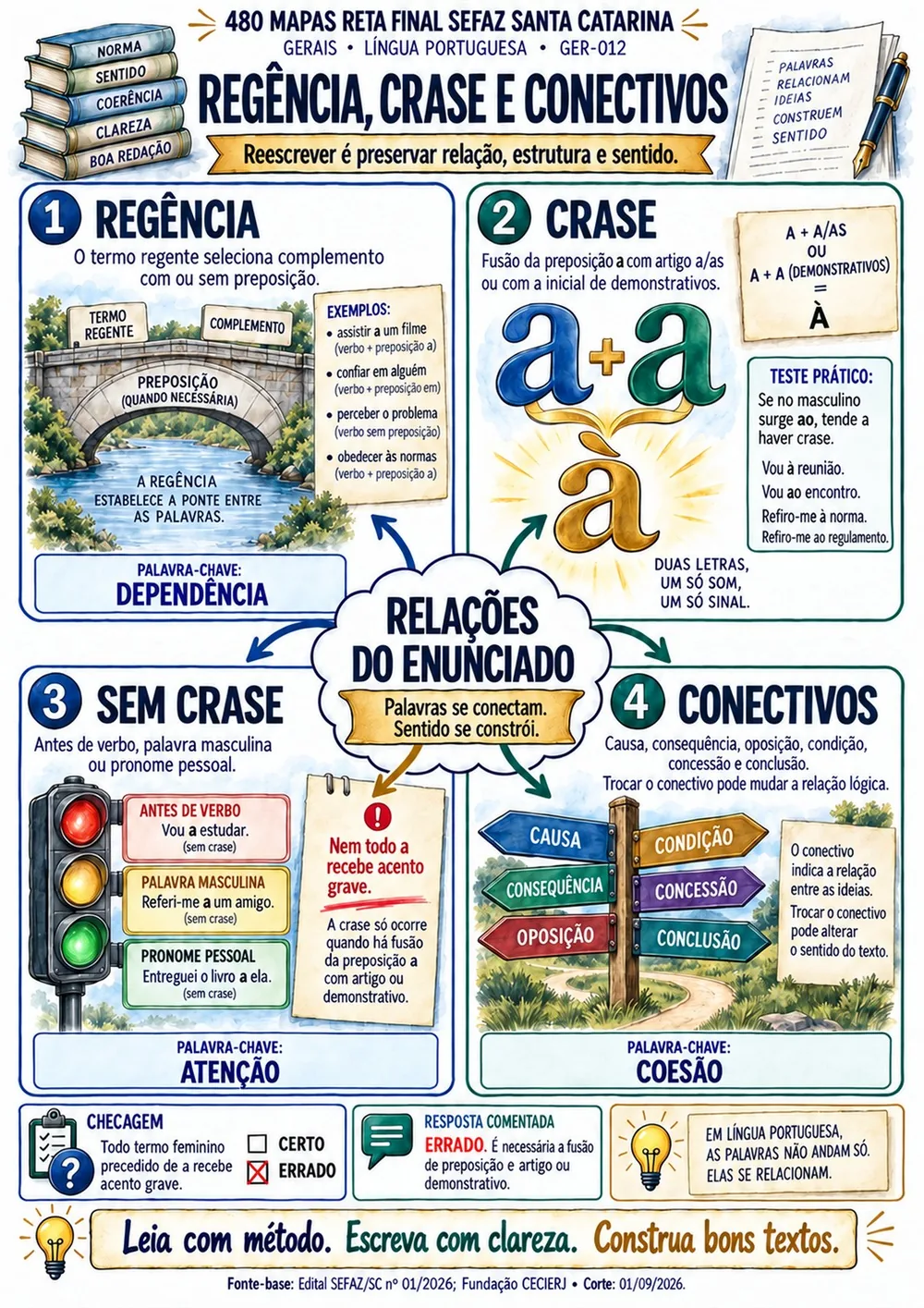 Mapa de Regência, Crase e Conectivos